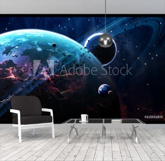 Picture of Universe scene with planets stars and galaxies in outer space showing the beauty of  exploration Elements furnished by NASA